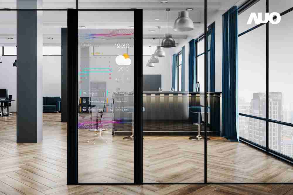 60吋Micro LED透明窗屏显示器，，可依需求调整并延伸应用于不同场域，，，，包括汽车侧窗或家庭玄关、、智慧橱窗、、、、商业展示等面向，，，，提供丰富的信息娱乐内容