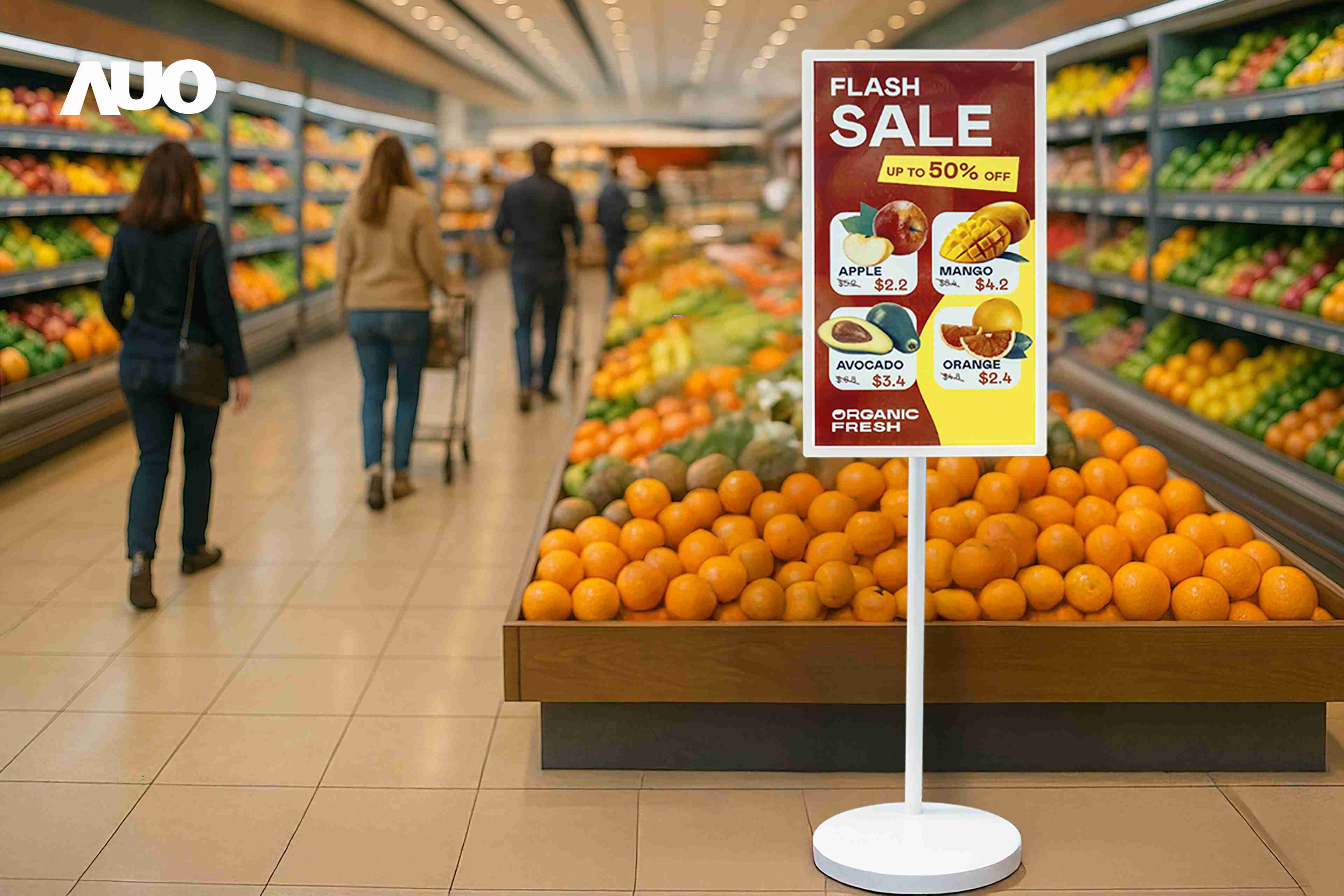 达擎首亮相低功耗、、、全彩的〝aecoPost电子纸解决方案〞，，仅在更新画面时需要微量的电力驱动，，，无需布建电线的便捷设计，，，使其可灵活应用、、、随意置放，，，并可透过云端或行动装置app，，轻松管理及排程广告内容，，晋升店头营销利器。。。